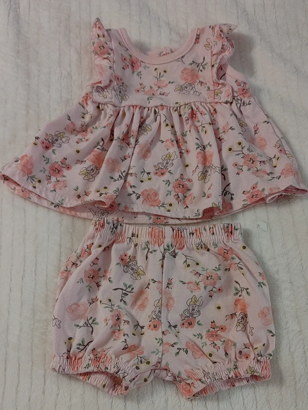 Disney Pink Floral Ruffle Tank Top & Bloomer Set